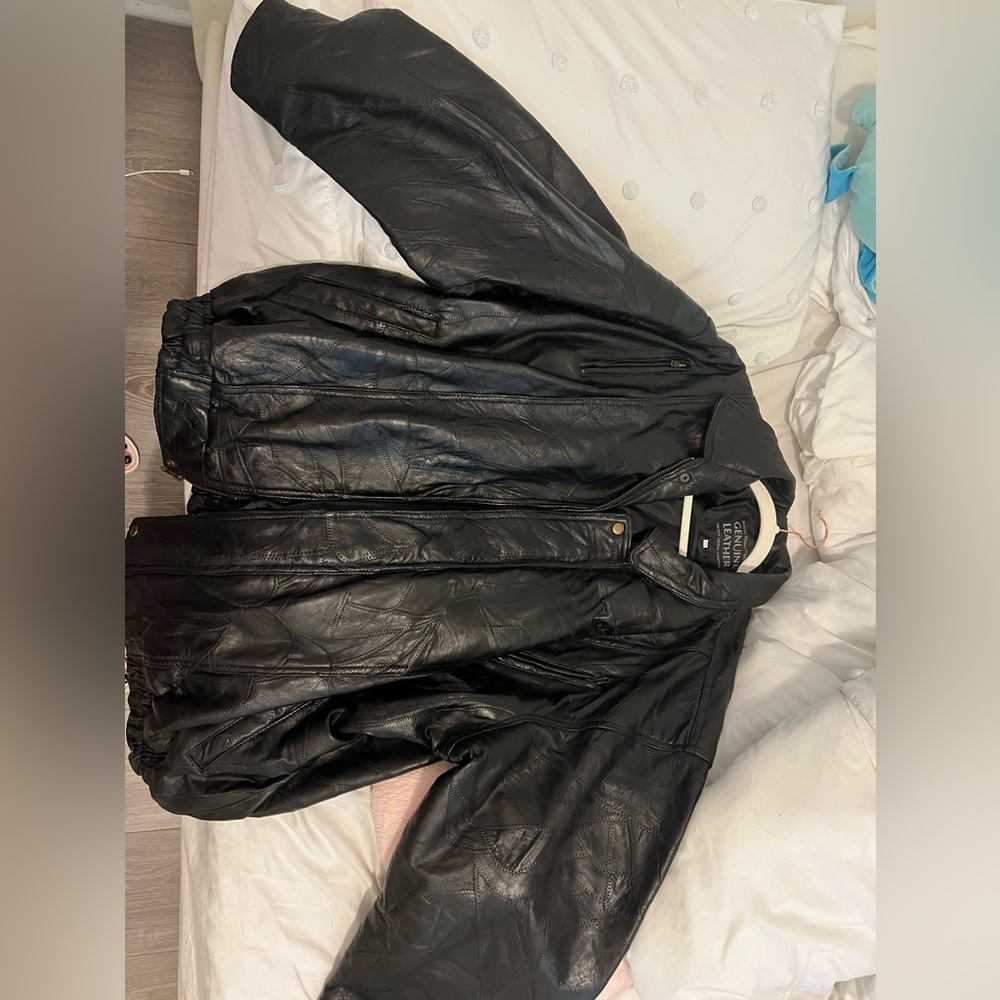 Vintage leather bomber jacket